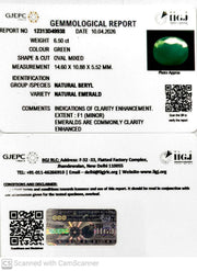 6.5/CT Natural Panna Stone with Govt. Lab Certificate-12313D49938
